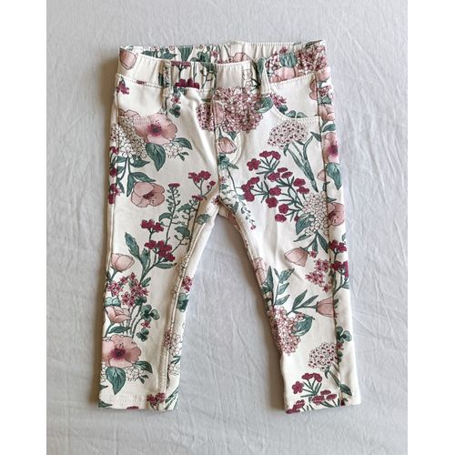 Pantalon Blanc A Fleurs Multicolore. H&m. Taille 9 - 12 Mois. 80 Cm