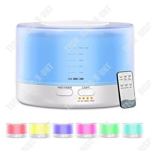 TD® Humidificateur télécommandé diffuseur d'arôme ultrasonique silencieux diffuseur d'arôme humidificateur 500ML humidification