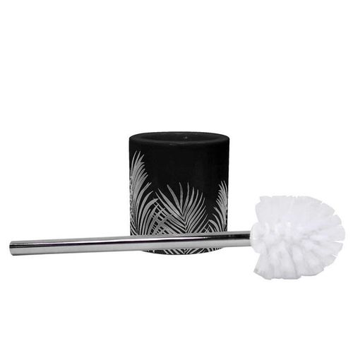 Paris Prix - Brosse Wc Imprimée "Orbella" 40cm Noir & Argent