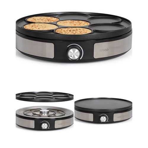 Crêpière INOX 2 en 1 33cm anti-adhésif 1500W Noire Plaque compatible lave-vaisselle