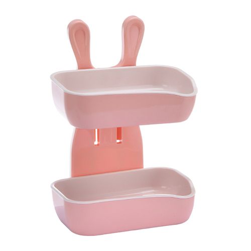 Boîte À Savon En Forme De Lapin Double Couche Plats À Savon Porte Savon De Douche Panier De Rangement À Double Couche Étagère