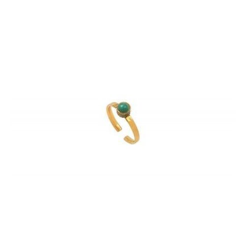 Satellite - Bague Fine Glamour Malachite Métal Doré I Vert - Vert