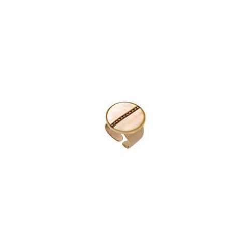 Satellite - Bague Large Précieuse Ajustable Nacre Et Métal - Jaune - Jaune