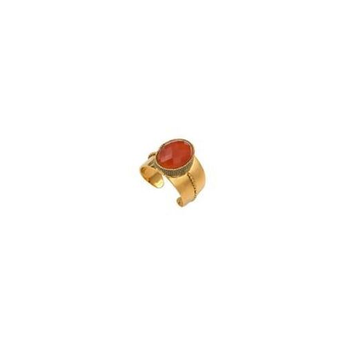 Satellite - Bague Cornaline Métal Doré Ran72 - Rouge - Rouge