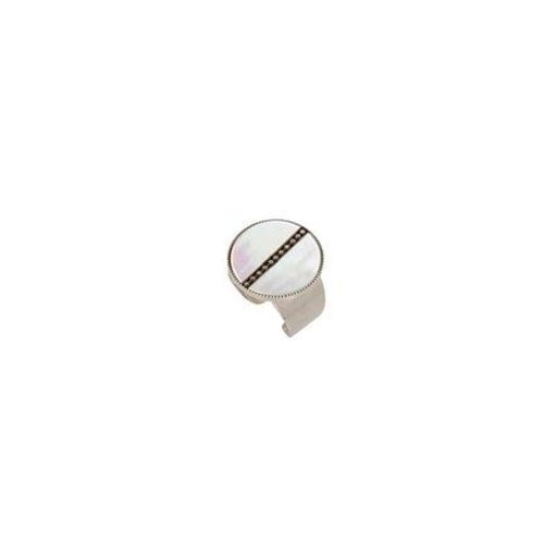 Satellite - Bague Large Moderne Ajustable Nacre Et Métal - Blanc - Noir