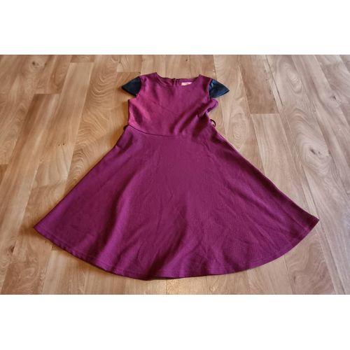 Robe Patineuse Bordeaux Manche Courte Similicuir Taille 10ans