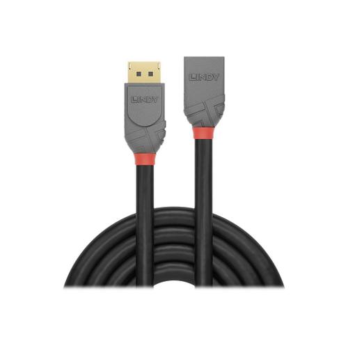 Lindy Anthra Line - Rallonge de câble DisplayPort - DisplayPort (M) pour DisplayPort (F) - DisplayPort 1.4 - 50 cm - rond, support 8K60Hz (7680 x 4320) - noir