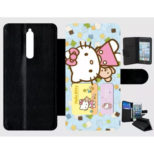 Etui À Rabat Nokia 8 - Hello Kitty I Love You - Simili-Cuir - Noir