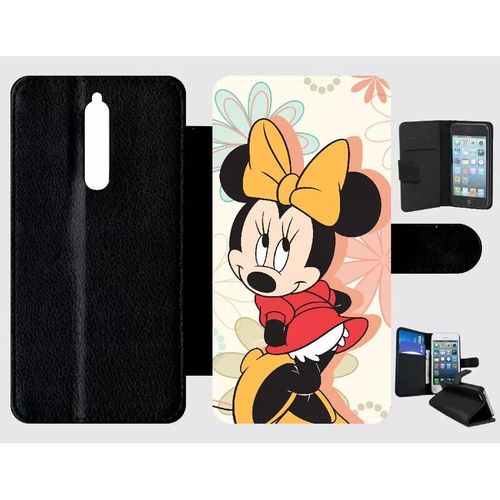 Etui À Rabat Nokia 8 - Disney Minnie Timide - Simili-Cuir - Noir