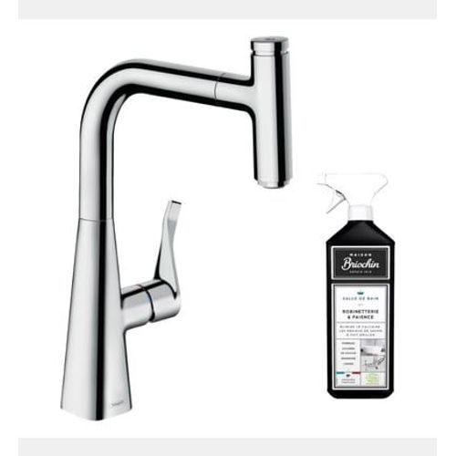 Hansgrohe - Robinet de cuisine avec douchette Metris Select M71 240 chromé + nettoyant Briochin - Rose