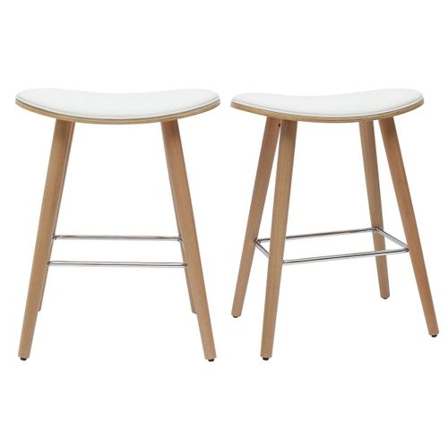 Tabourets De Bar Bois Clair Et Blanc H65 Cm (Lot De 2) Meadow