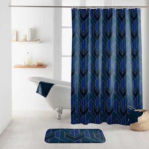 Paris Prix - Rideau De Douche "Achille" 180x200cm Vert & Bleu