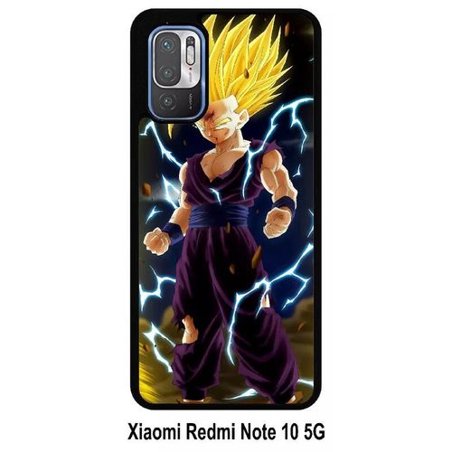 Coque Xiaomi Redmi Note 10 5g - Dbz Dragon Ball Z San Gohan Super Sayen 2 - Silicone - Noir