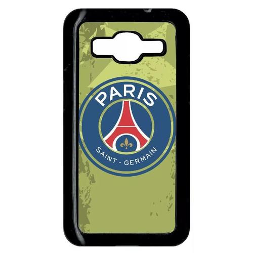 Coque Pour Smartphone - Blason Club Fc Paris Saint Germain - Compatible Avec Samsung Galaxy Core Prime - Plastique - Bord Noir