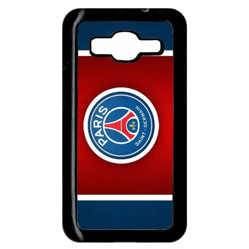 Coque Pour Smartphone - Club Psg Paris Saint Germain Bleu Blanc Rouge - Compatible Avec Samsung Galaxy Core Prime - Plastique - Bord Noir