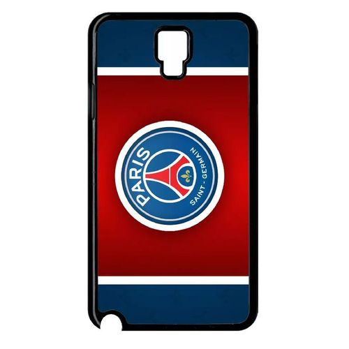 Coque Pour Smartphone - Club Psg Paris Saint Germain Bleu Blanc Rouge - Compatible Avec Samsung Galaxy Note 3 Neo - Plastique - Bord Noir