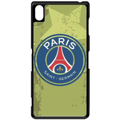 Coque Pour Smartphone - Blason Club Fc Paris Saint Germain - Compatible Avec Sony Xperia Z3 - Plastique - Bord Noir