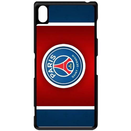 Coque Pour Smartphone - Club Psg Paris Saint Germain Bleu Blanc Rouge - Compatible Avec Sony Xperia Z3 - Plastique - Bord Noir