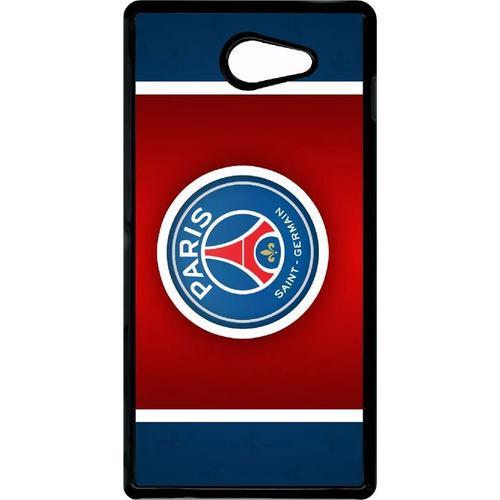 Coque Pour Smartphone - Club Psg Paris Saint Germain Bleu Blanc Rouge - Compatible Avec Sony Xperia M2 - Plastique - Bord Noir