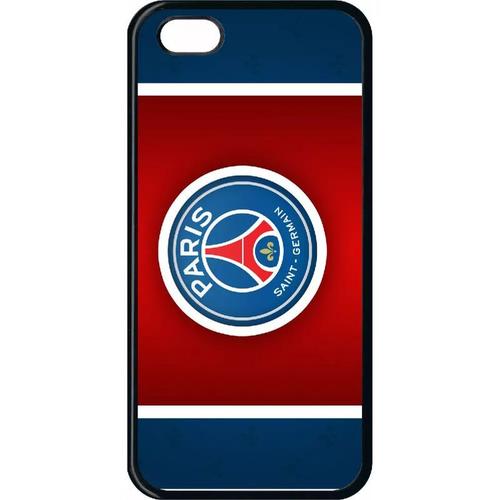 Coque Pour Smartphone - Club Psg Paris Saint Germain Bleu Blanc Rouge - Compatible Avec Apple Iphone 5c - Plastique - Bord Noir