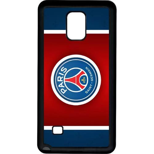 Coque Pour Smartphone - Club Psg Paris Saint Germain Bleu Blanc Rouge - Compatible Avec Samsung Galaxy Note 4 - Plastique - Bord Noir