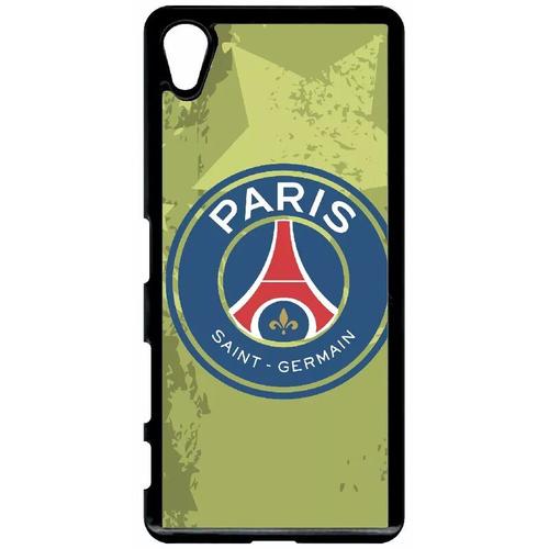 Coque Pour Smartphone - Blason Club Fc Paris Saint Germain - Compatible Avec Sony Xperia X - Plastique - Bord Noir