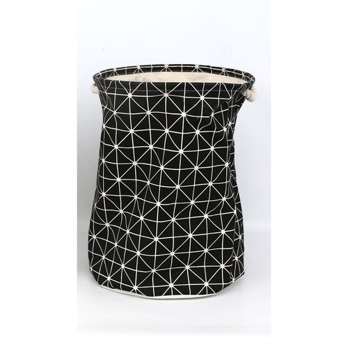 Panier À Linge Géométrique - Diam. 38 X H. 42 Cm - Noir