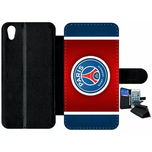 Etui A Rabat - Club Psg Paris Saint Germain Bleu Blanc Rouge - Compatible Avec Sony Xperia X Performance - Simili-Cuir - Bord Noir