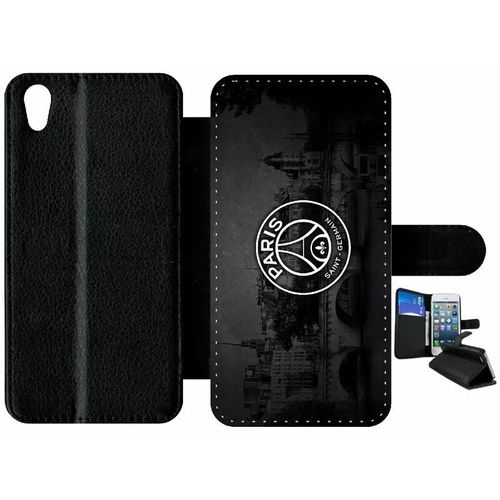 Etui A Rabat - Club Psg Paris Saint Germain Vintage - Compatible Avec Sony Xperia X Performance - Simili-Cuir - Bord Noir