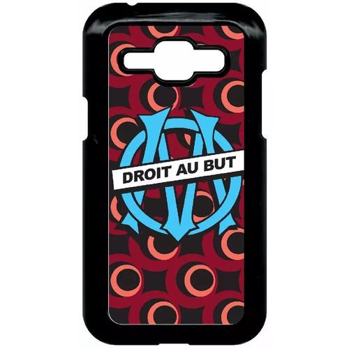 Coque Pour Smartphone - Blason Club Fc Olympique De Marseilles - Compatible Avec Samsung Galaxy J1 4g - Plastique - Bord Noir