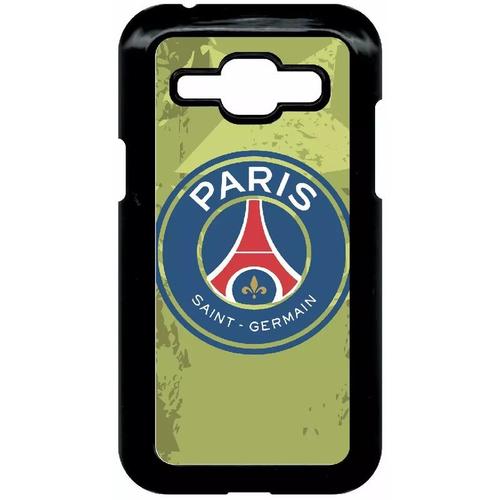 Coque Pour Smartphone - Blason Club Fc Paris Saint Germain - Compatible Avec Samsung Galaxy J1 4g - Plastique - Bord Noir