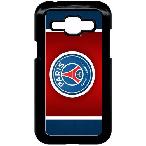 Coque Pour Smartphone - Club Psg Paris Saint Germain Bleu Blanc Rouge - Compatible Avec Samsung Galaxy J1 4g - Plastique - Bord Noir