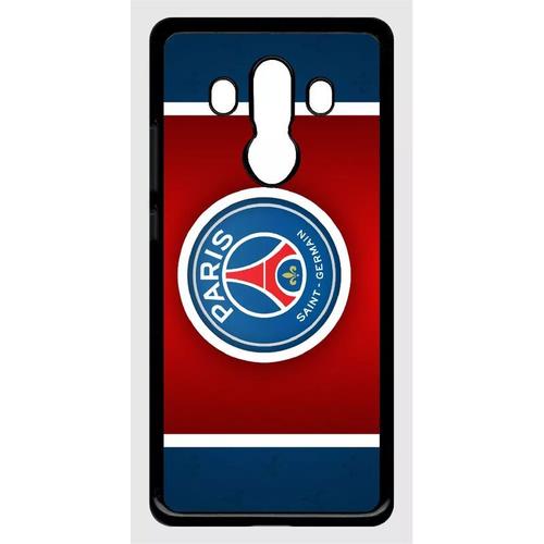 Coque Pour Smartphone - Club Psg Paris Saint Germain Bleu Blanc Rouge - Compatible Avec Huawei Mate 10 Pro - Plastique - Bord Noir