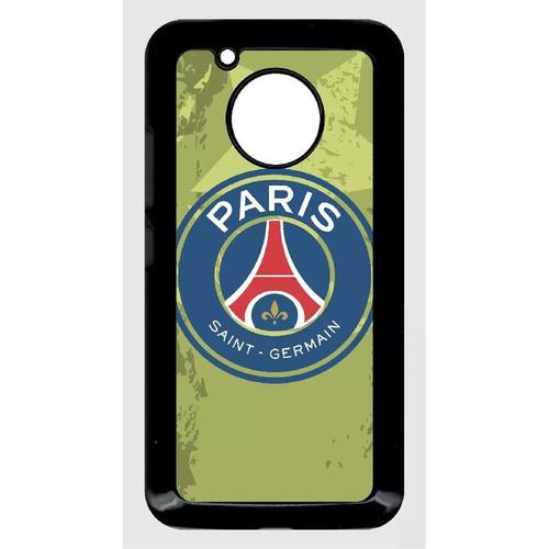 Coque Pour Smartphone - Blason Club Fc Paris Saint Germain - Compatible Avec Motorola Moto G5 - Plastique - Bord Noir