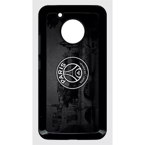 Coque Pour Smartphone - Club Psg Paris Saint Germain Vintage - Compatible Avec Motorola Moto G5 - Plastique - Bord Noir