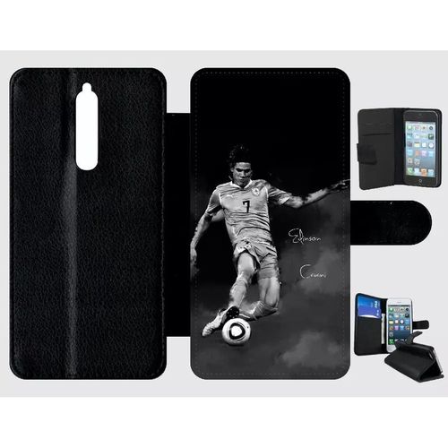 Etui A Rabat - Fc Psg Cavani - Compatible Avec Nokia 8 - Simili-Cuir - Bord Noir