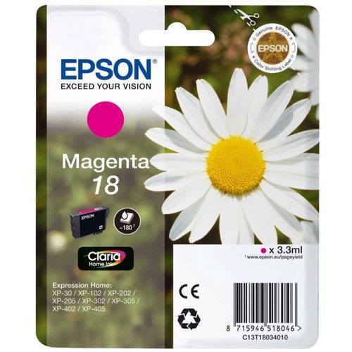 Epson 18 - 3.3 ml - magenta - original - emballage coque avec alarme radioélectrique/ acoustique - cartouche d'encre - pour Expression Home XP-212, 215, 225, 312, 315, 322, 325, 412, 415, 422...