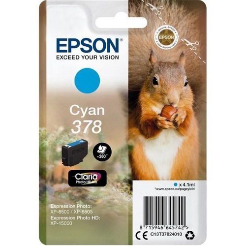 Epson 378 - 4.1 ml - cyan - original - emballage coque avec alarme radioélectrique/ acoustique - cartouche d'encre - pour Expression Home XP-8605, 8606; Expression Home HD XP-15000; Expression...