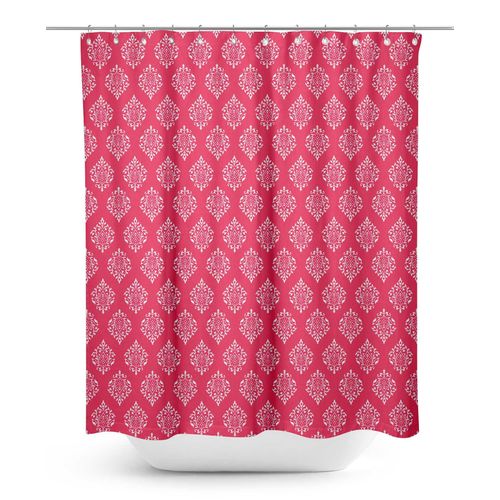 S4sassy Rose Pochoir Damasse Rideau De Douche Imperméable Avec Crochet À Roulettes-60 X 84 Pouces