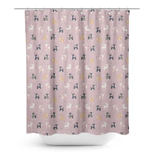 S4sassy Rose Chihuahua Et Spirale Chien Rideau De Douche Imprimé Imperméable Décoratif Crochets Rideaux-60 X 84 Pouces