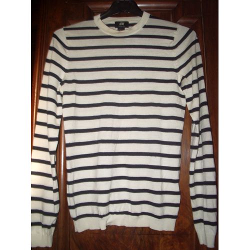Pull Rayé Blanc/Bleu Taille Xs Marque H&m
