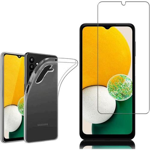 Coque Et Verre Trempé Écran Pour Samsung Galaxy A13 5g 6.5, Coque Silicone Gel Ultraslim Et Ajustement Parfait Transparent + 1 Film Verre Trempé Transparent