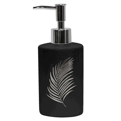 Paris Prix - Distributeur De Savon Imprimé "Orbella" 17cm Noir & Argent