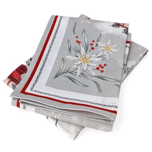Lot De 2 Torchons De Cuisine 50x70 Cm 100% Coton Les Guets Gris