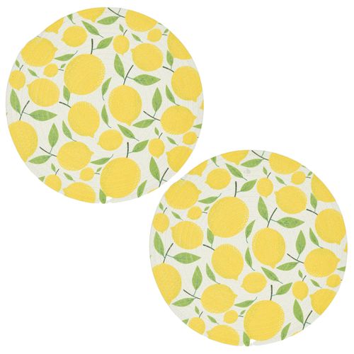 Lot De 2 Sets De Table En Polyester 38x38 Cm Collection Limone Motifs Citrons Jaune
