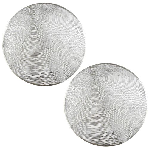 Lot De 2 Sets De Table Rond 40x40 Cm Collection Phuket Argent