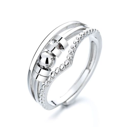 Bague À Câlins, , Anneau Anti-Stress Réglable Avec Perles Rotatives Argent