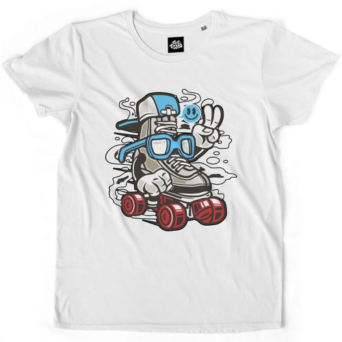 Teetown - T Shirt Homme - Patin A Roulettes - Cool Skateboard Ride Graphique Longboard Vitesse Relax Roller Yo - 100% Coton Bio