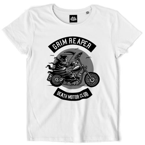 Teetown - T Shirt Femme - La Faucheuse Moto - Bikers Motorcyle Harley Death Rider Mort Davidson - 100% Coton Bio