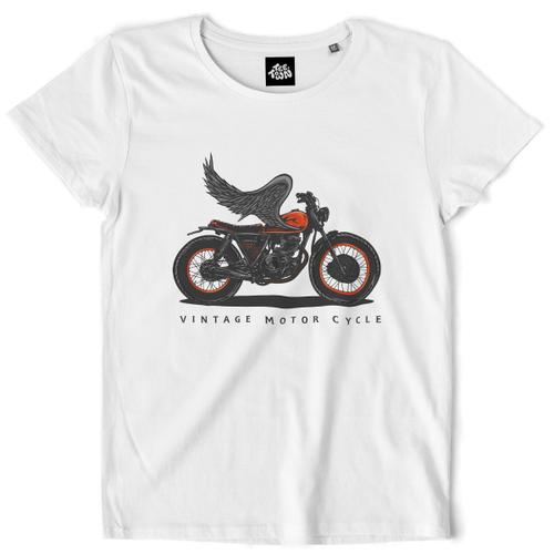 Teetown - T Shirt Femme - Ange De La Moto - Biker Motorcycle Harley Vintage Roadsters - 100% Coton Bio